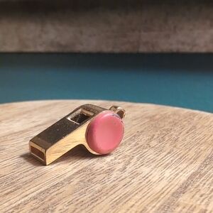 Vintage Working Pink Mini Whistle Charm